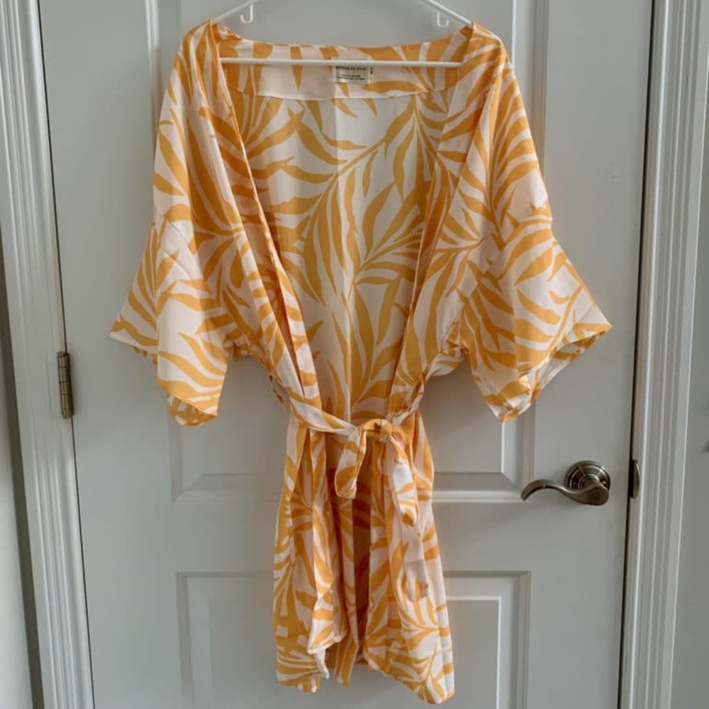 Maison Du Soir Magnolia Luxe Robe Kimono M/L Palm Print - Picture 5 of 10